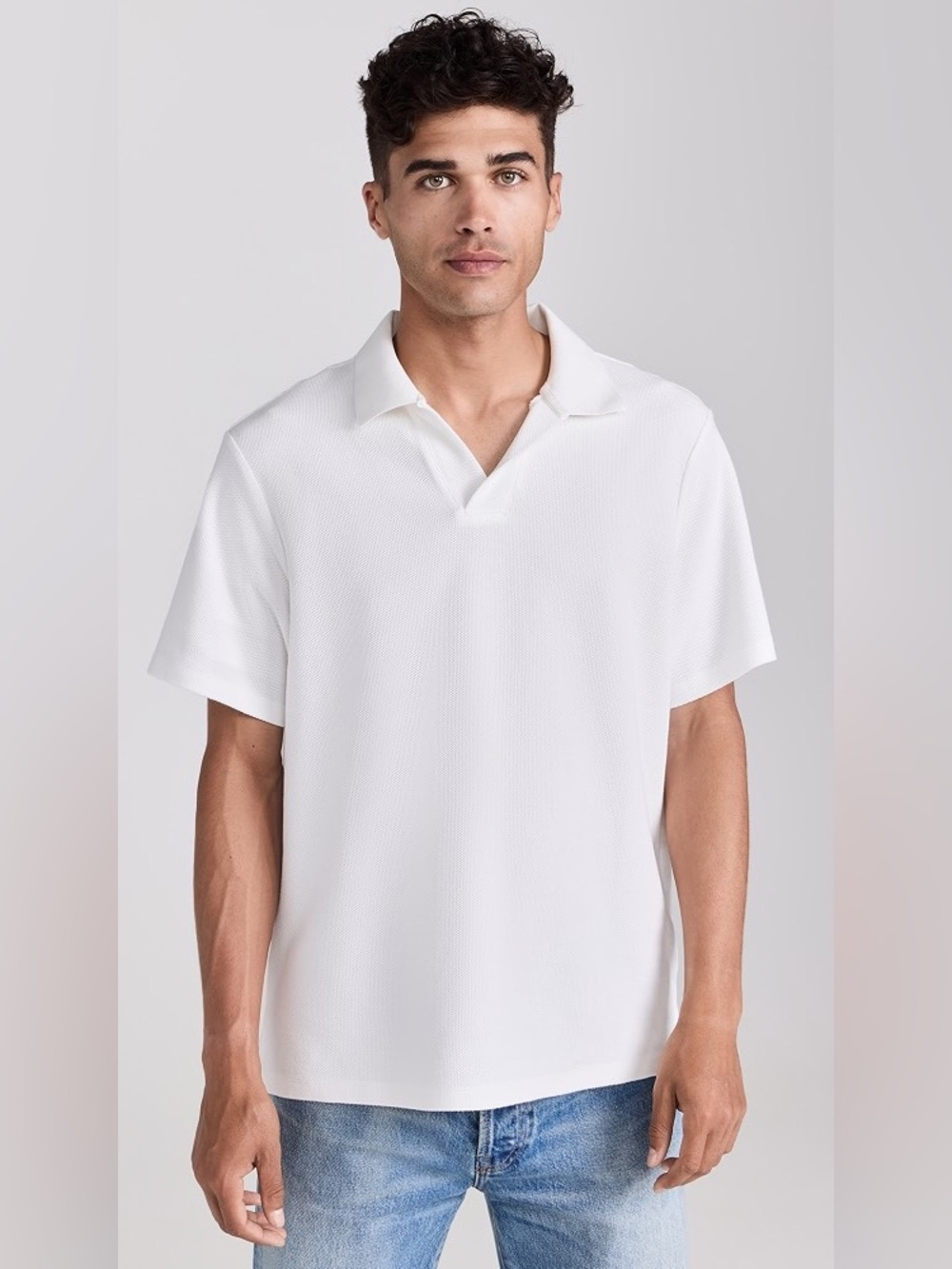 FRAME Short Sleeved Jacquard Polo White